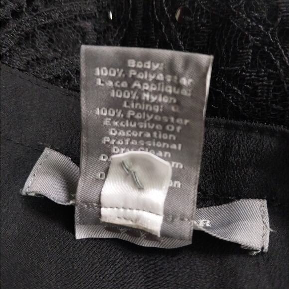 ANN TAYLOR! BLACK SEQUINNED LACE, BLACK VELVET RIBBON TRIM A-LINE SKIRT! SZ 14 - Picture 7 of 8